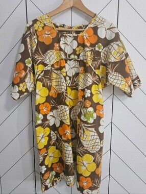 Vintage Dole Tropical Print Smock / Apron / Pinafore, OSFM